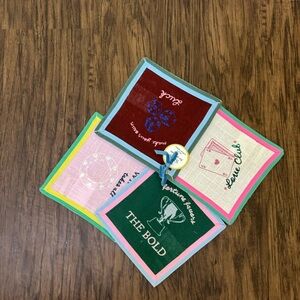 Anthropologie queenie embroidered Colorful Cocktail Napkins Set of 4